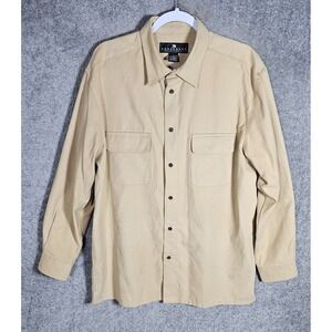 Consensus Sportswear Microfiber Button Up Shirt Mens Size Large Tan Long Sleeve